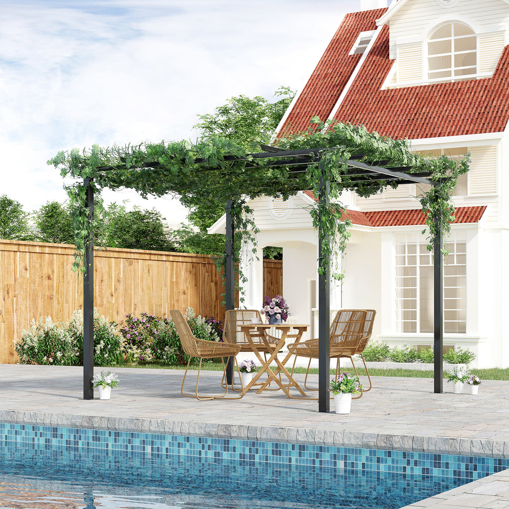 Solarias Pergola autoportante Style Contemporain - Toit terrasse à décorer - dim. 3L x 3l x 2,3H m - métal époxy anticorrosi