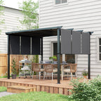 Solarias Pergola avec 3 toiles coulissantes 3,5 x 3 x 2,35 m structure acier noir toile polyester gris foncé
