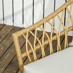 Solarias Salon de jardin 4 pièces en résine tressée canapé 2 places + 2 fauteuils + 1 table basse sable et crème