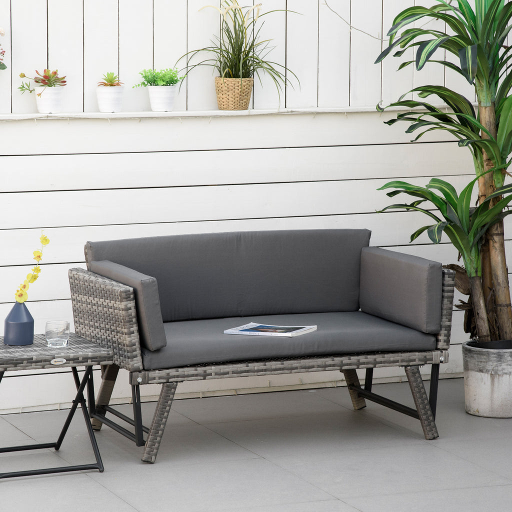 Solarias Canapé de Jardin 2 Places en Rotin Mobilier de Jardin Sofa de Salon Banquette de Jardin Lit de Jardin Pliable Accou