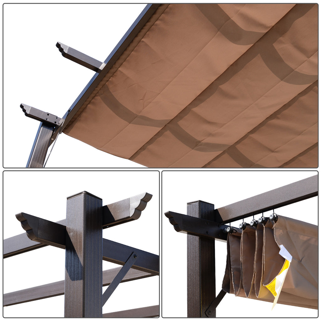 Solarias Pergola Rétractable en polyester Marron Clair 4 x 3 x 2,65 m