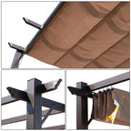 Solarias Pergola Rétractable en polyester Marron Clair 4 x 3 x 2,65 m