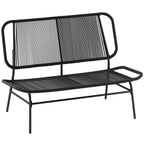 Solarias Canapé d'extérieur en rotin 2 places avec assise et dossier tressés en rotin Structure en acier Charge 240 kg Noir