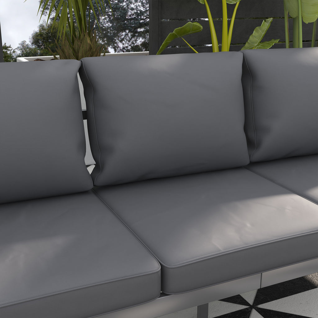 Solarias Canapé de jardin 3 places avec coussins d'assise et dossier - canapé extérieur en aluminium 185L x 66l x 64H cm