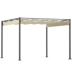 Solarias Pergola de jardin 3 x 3 m avec auvent rétractable, pavillon, toile pour l'ombre, UPF30+, Beige