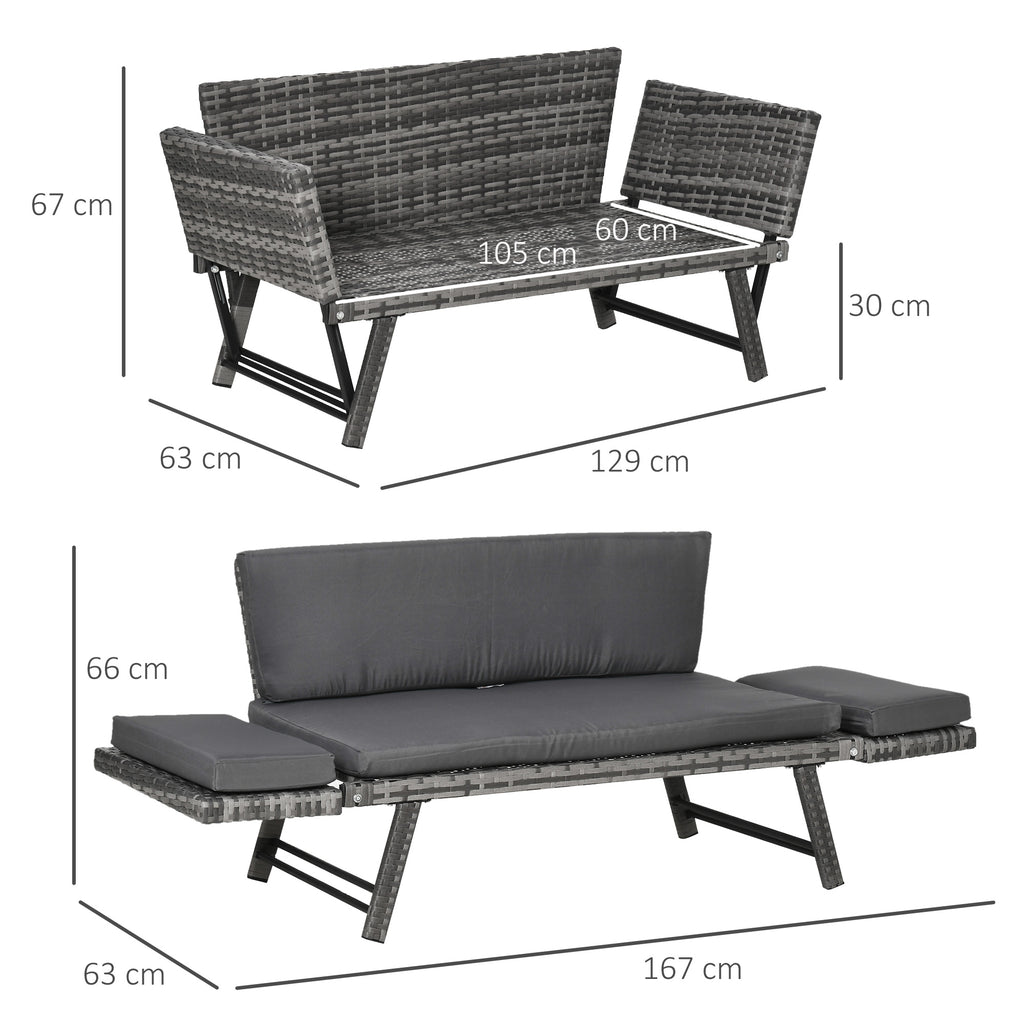 Solarias Canapé de Jardin 2 Places en Rotin Mobilier de Jardin Sofa de Salon Banquette de Jardin Lit de Jardin Pliable Accou