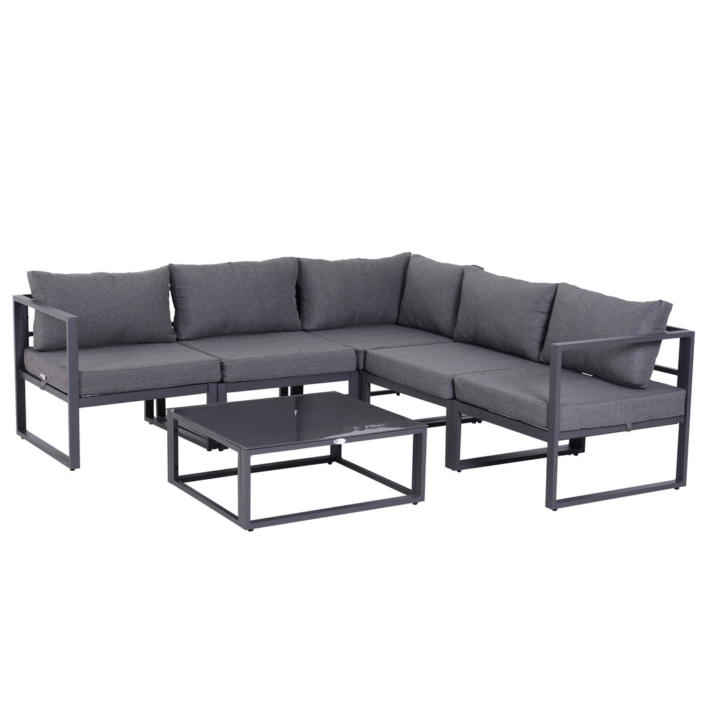 Solarias Ensemble salon de jardin d'angle design contemporain style yachting 5 places modulable avec coussins et table basse