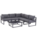 Solarias Ensemble salon de jardin d'angle design contemporain style yachting 5 places modulable avec coussins et table basse