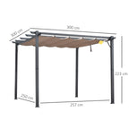 Solarias Pergola Pavillon Terrassenüberdachung avec Toit Coulissant Jardin Aluminium Gris Charbon+Marron Café 3x3x2,23 m
