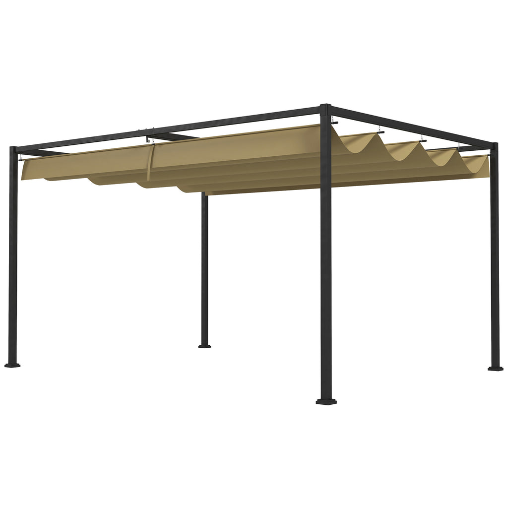 Solarias Pergola coulissante Pergola rétractable 3 x 2 m structure métal époxy anticorrosion toile polyester 180 g/m² kaki