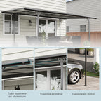 Solarias Pergola rigide alu. polycarbonate pavillon de jardin abri de voiture 500 x 299 x 195/223 cm gris