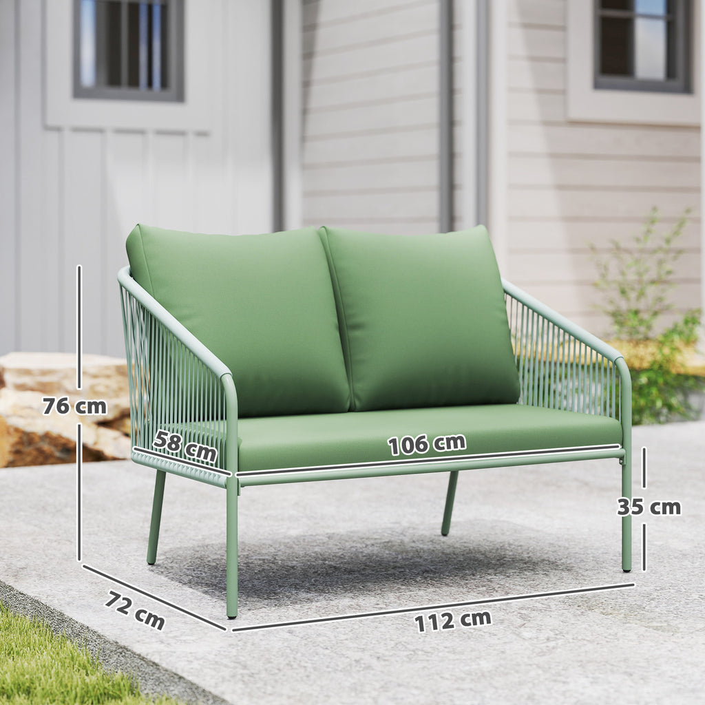 Solarias Canapé de jardin 2 places en résine tressée avec coussins canapé d'extérieur accoudoirs cadre en acier 112x72x76cm 