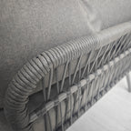 Solarias Salon de jardin d'angle 4 pers. style colonial table basse coussins grand confort inclus résine tressée gris