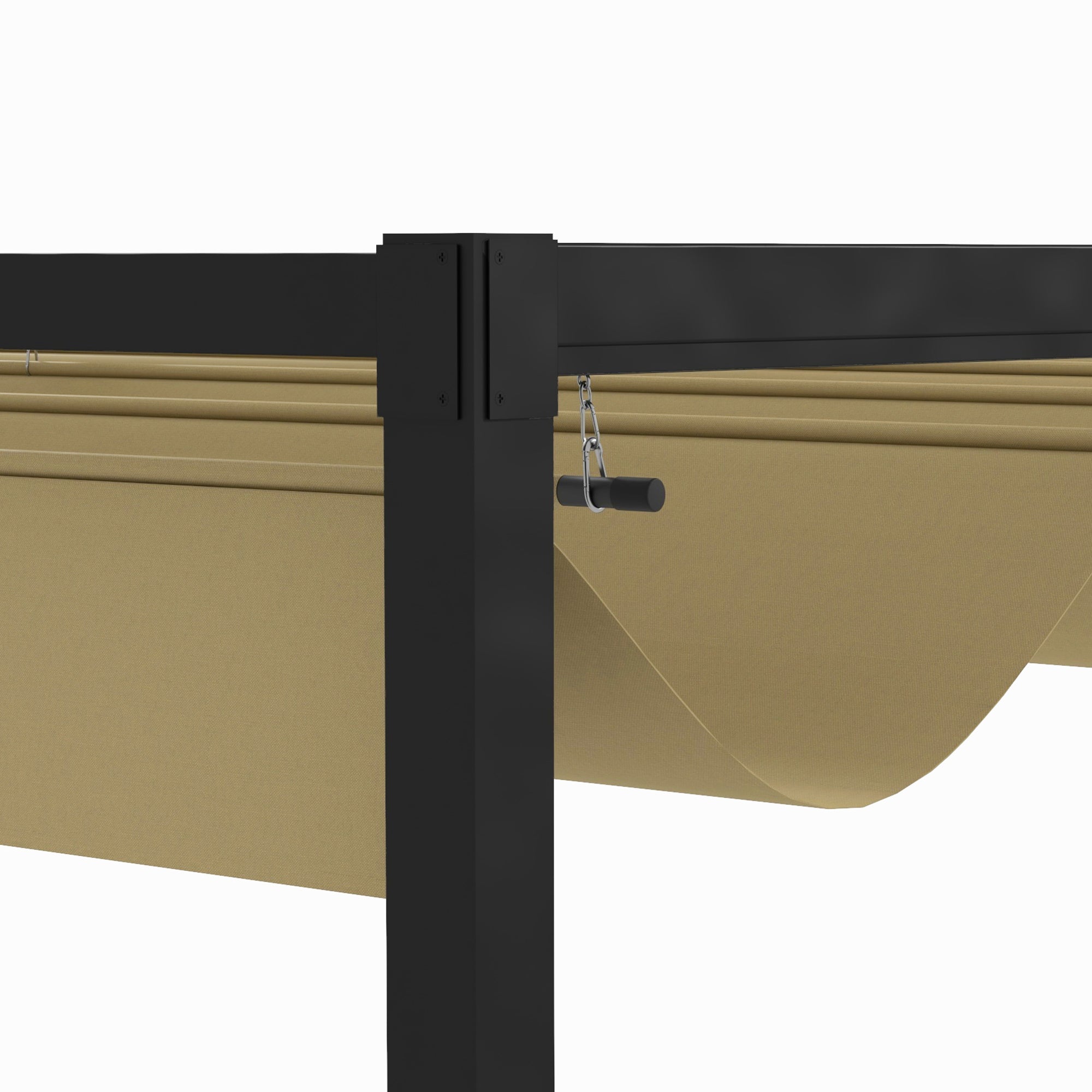 Solarias Pergola coulissante Pergola rétractable 3 x 2 m structure métal époxy anticorrosion toile polyester 180 g/m² kaki