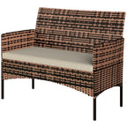 Solarias Canapé de jardin 2 places en rotin PE-rotin pour terrasse extérieure avec coussin, patins antidérapants, structure 