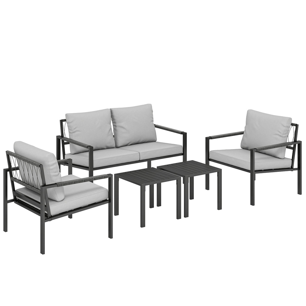 Solarias Ensemble de jardin 4 personnes résistant aux intempéries - ensemble balcon avec canapé 2 places, fauteuils, coussin