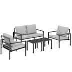 Solarias Ensemble de jardin 4 personnes résistant aux intempéries - ensemble balcon avec canapé 2 places, fauteuils, coussin