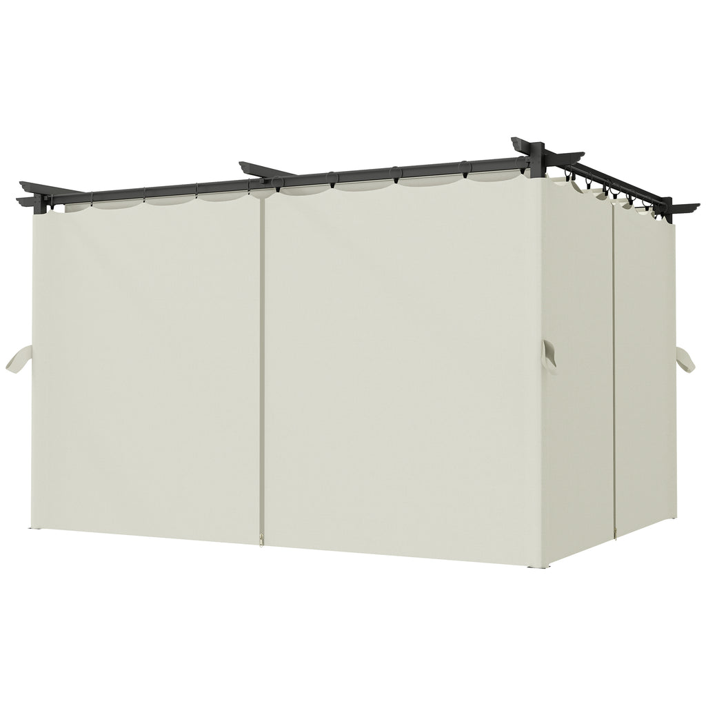 Solarias Pergola de jardin exterieur 3 x 4 m, toit rétractable et rideaux, anti-UV UPF30+, pour barbecue, patio, terrasse, c