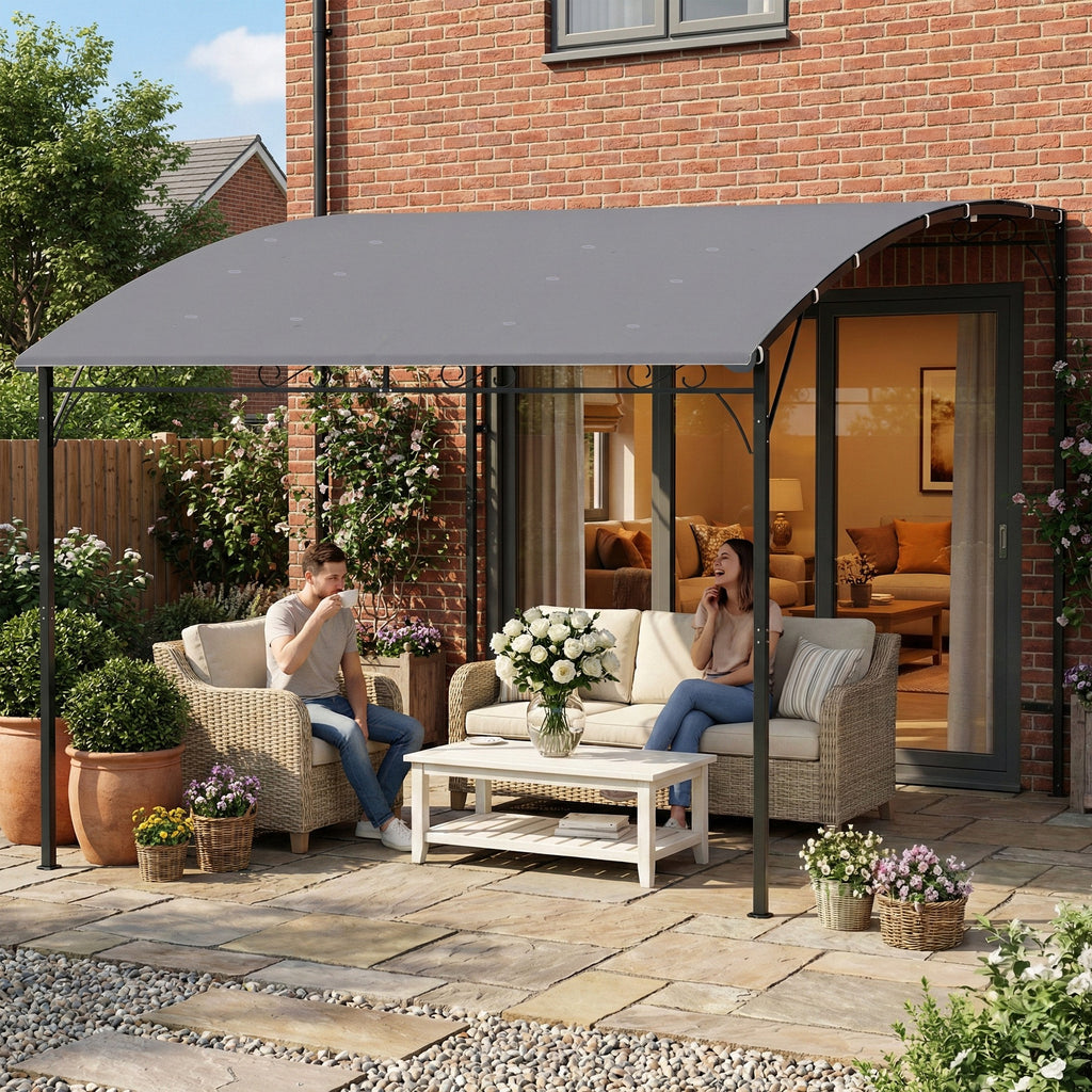 Solarias Gazebo Pergola de jardin avec trous de drainage 3,8x2,8m Gris