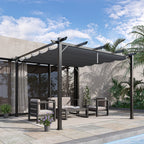 Solarias Pergola de Jardin 3x3 m avec Toit Rétractable Protection UPF30+ Drainage Cadre en Aluminium pour Patio Extérieur Gr