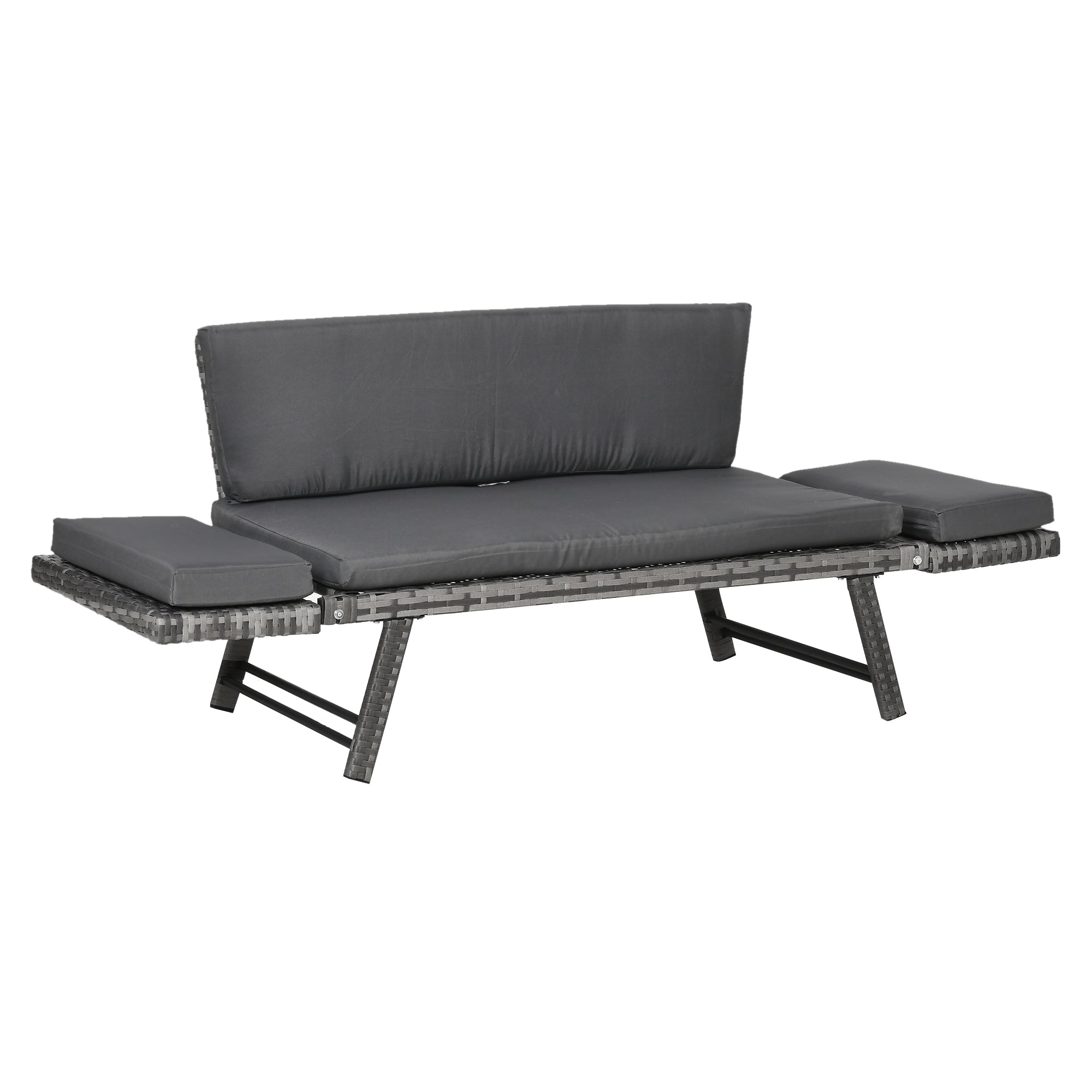 Solarias Canapé de Jardin 2 Places en Rotin Mobilier de Jardin Sofa de Salon Banquette de Jardin Lit de Jardin Pliable Accou