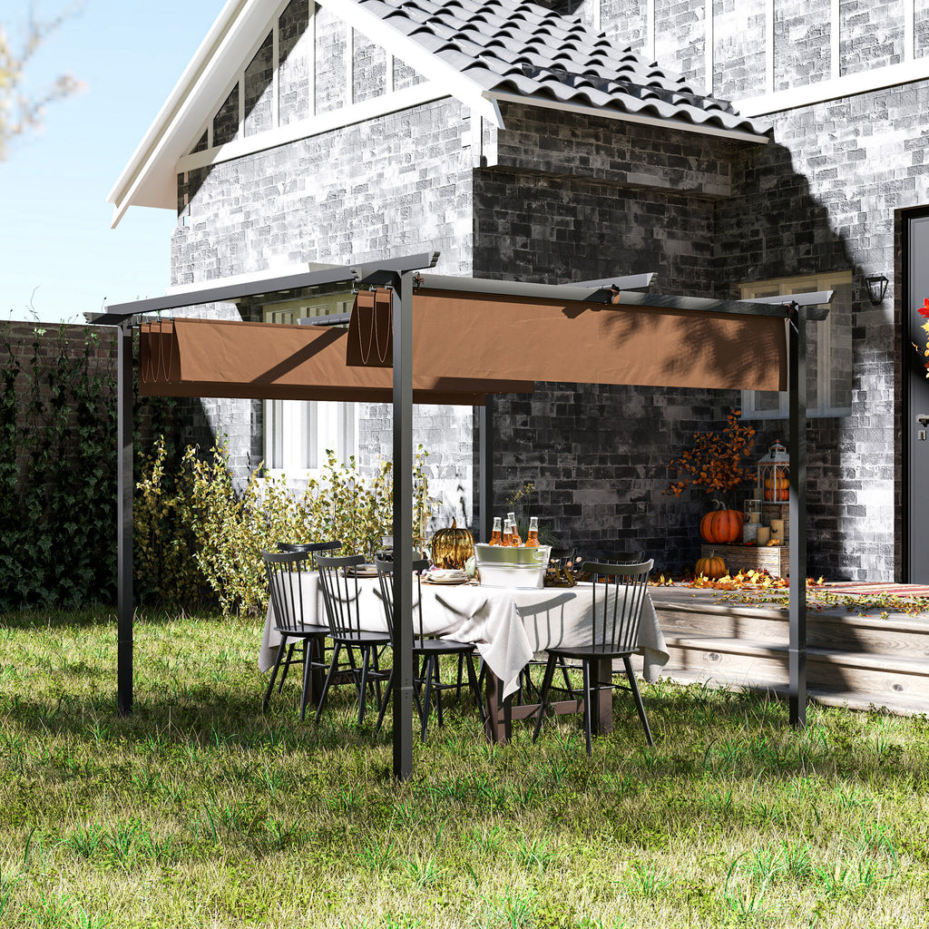 Solarias Pergola jardin exterieur 3x3 m toit coulissante rétractable polyester haute densité 180g/m², abri soleil UPF30+, ma