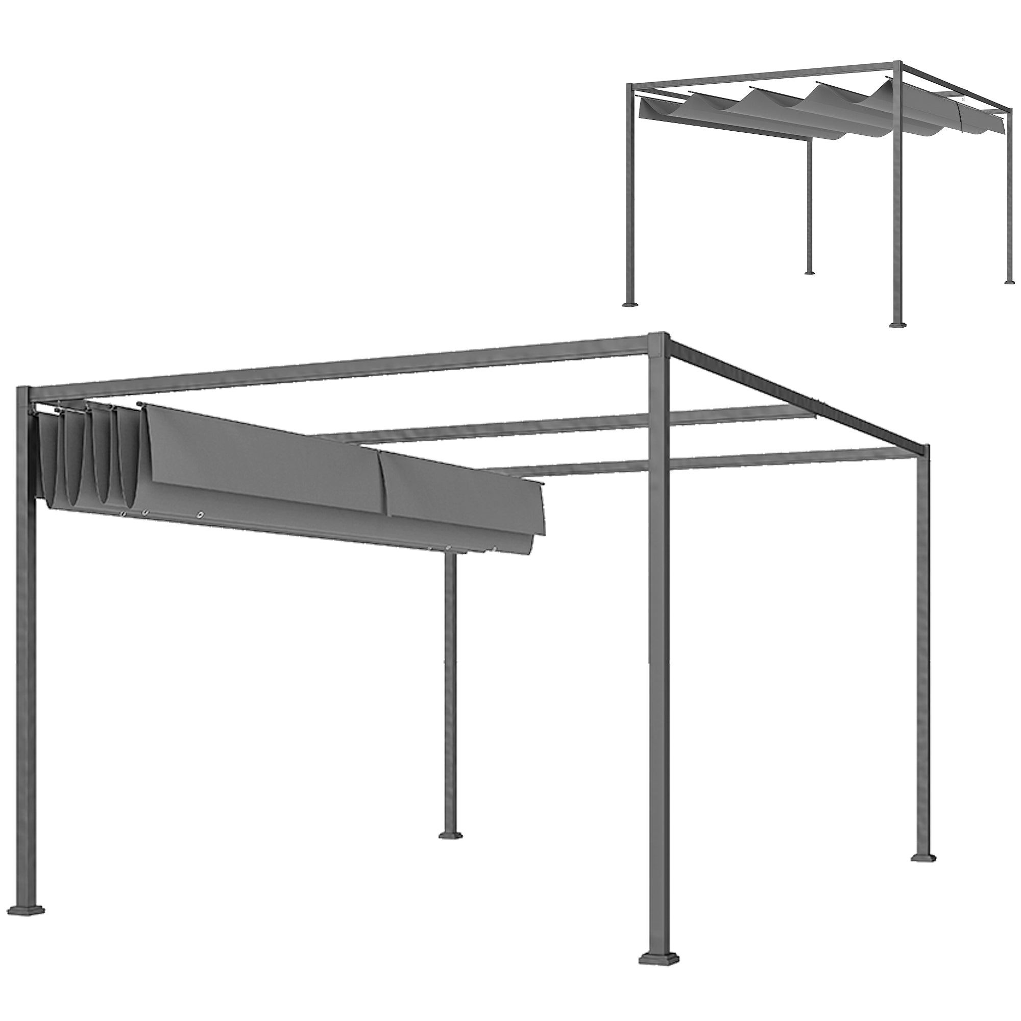 Solarias Pergola coulissante Pergola rétractable 4 x 3 m structure métal époxy anticorrosion toile polyester 180 g/m² gris f