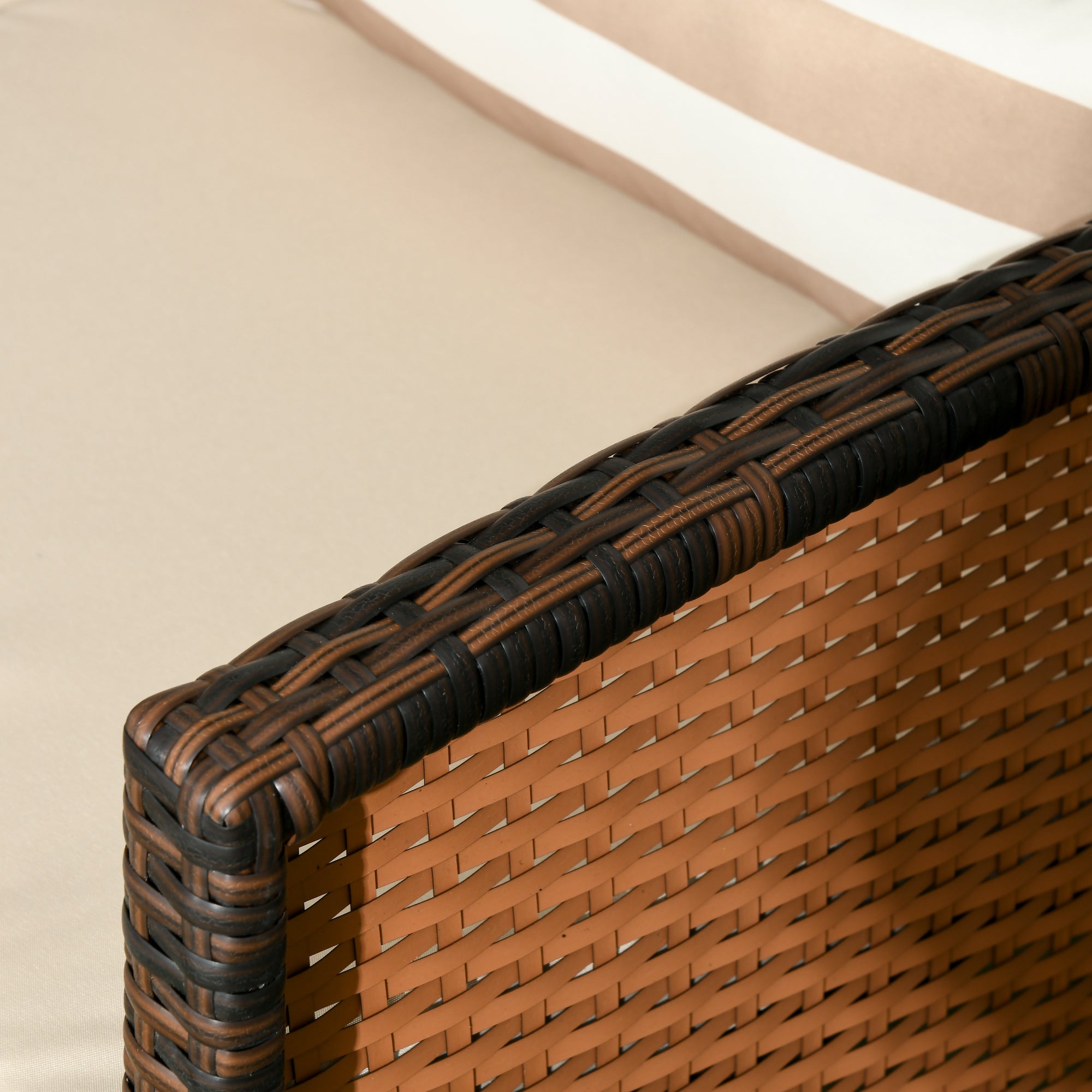 Solarias Canapé en rotin avec coussins, Trois places, Canapé de jardin, Acier, Marron, 173 x 68 x 78 cm