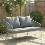 Solarias Canapé de jardin 2 places en résine tressée avec coussins canapé d'extérieur accoudoirs cadre en acier 112x72x76cm 