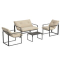Solarias Salon de jardin 4 pièces 4 personnes avec canapé 2 places, 2 fauteuils et 1 table basse gris