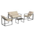 Solarias Salon de jardin 4 pièces 4 personnes avec canapé 2 places, 2 fauteuils et 1 table basse gris
