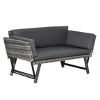 Solarias Canapé de Jardin 2 Places en Rotin Mobilier de Jardin Sofa de Salon Banquette de Jardin Lit de Jardin Pliable Accou
