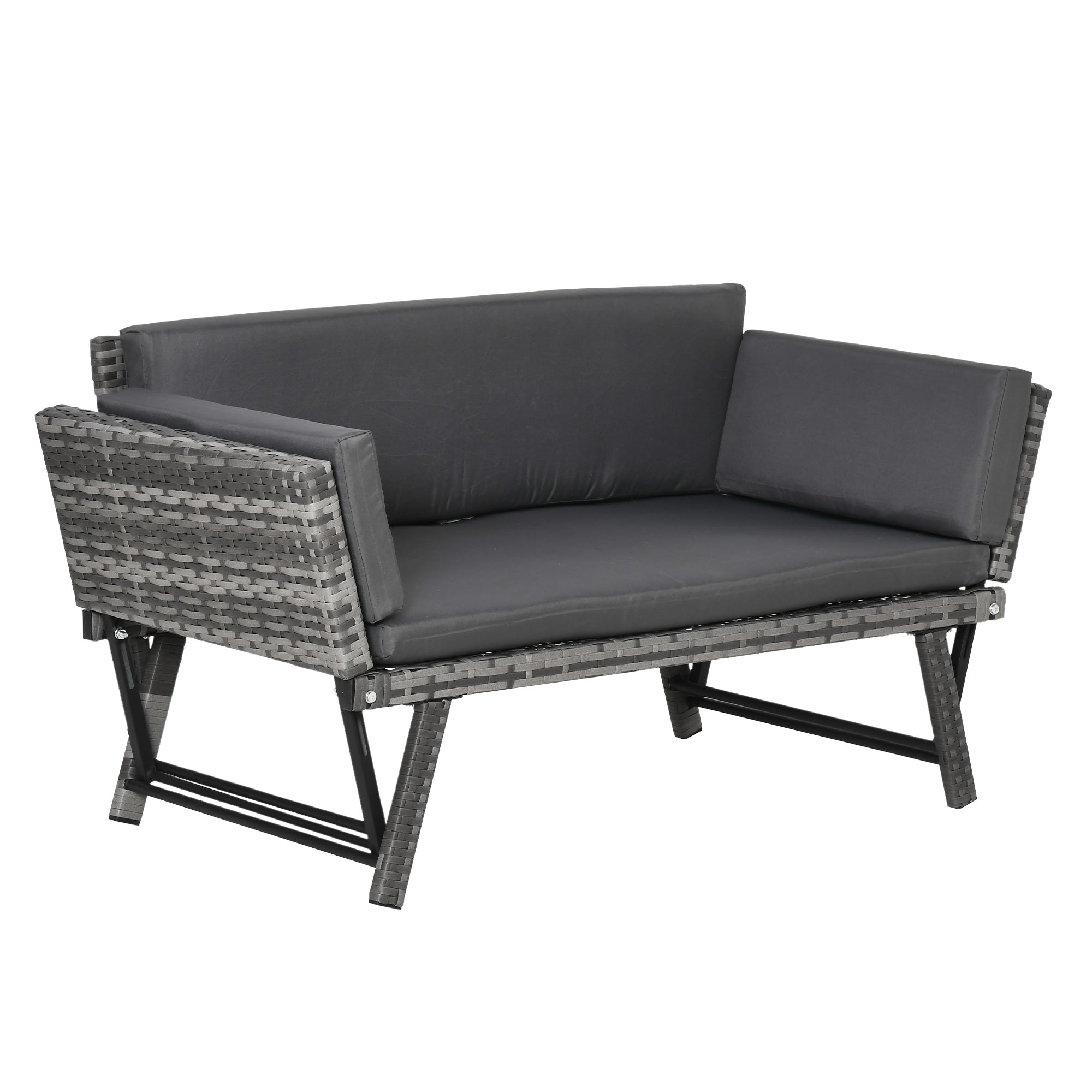Solarias Canapé de Jardin 2 Places en Rotin Mobilier de Jardin Sofa de Salon Banquette de Jardin Lit de Jardin Pliable Accou