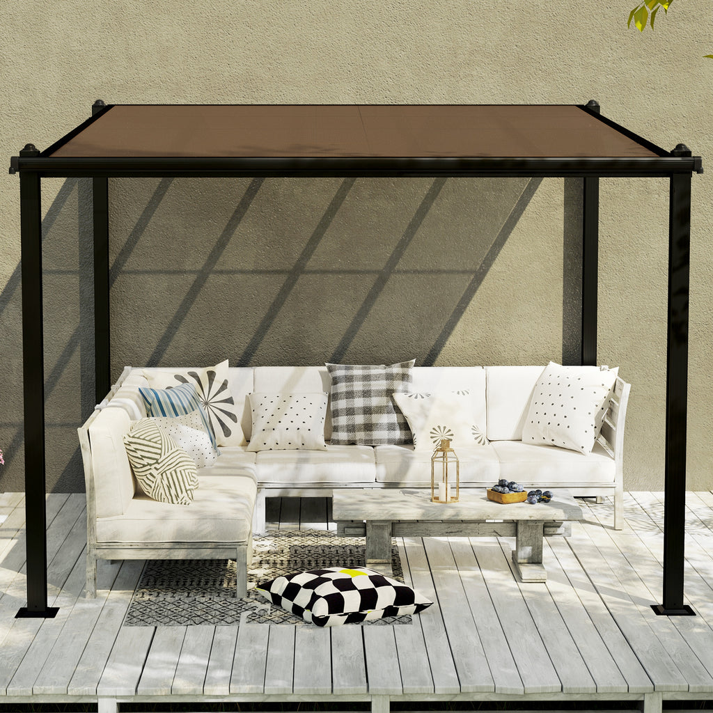Solarias Pergola jardin extérieur en aluminium 3 x 3 m avec toit en polycarbonate imperméable et système de drainage, gris