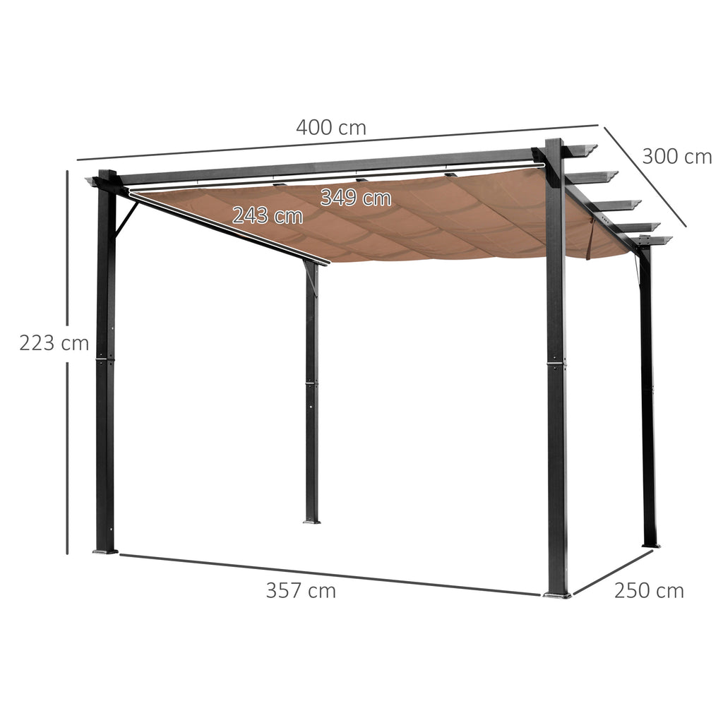 Solarias Pergola Rétractable en polyester Marron Clair 4 x 3 x 2,65 m