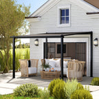 Solarias Pergola jardin extérieur en aluminium 3 x 3 m avec toit en polycarbonate imperméable et système de drainage, gris