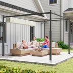 Solarias Pergola de jardin exterieur 3 x 3 m avec toit rétractable et fixation magnétique, abri soleil UPF30+, crème