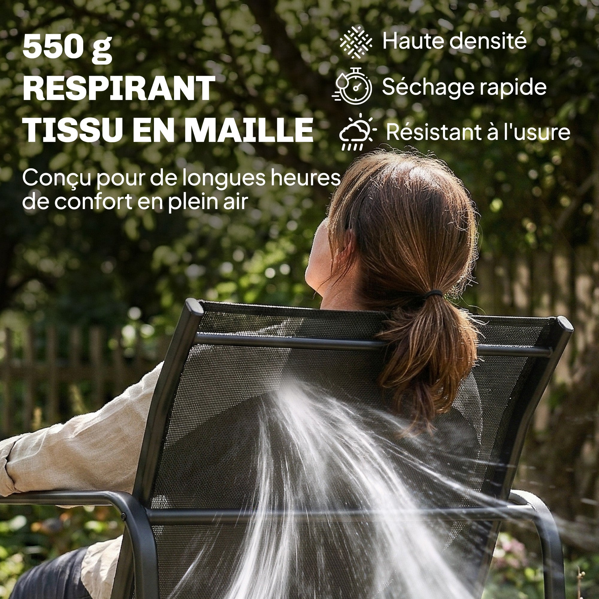 Solarias Salon de jardin 4 pièces avec canapé, fauteuils et table basse, gris foncé et noir