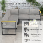 Solarias Ensemble Salon de Jardin d'angle extérieur Design Contemporain 6 pièces pour 5 personnes - en aluminium, grand conf
