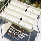 Solarias Pergola Tonnelle de Jardin Toit Rétractable avec Toile Coulissante Magnétique et Trous de Drainage 390x297x227cm Be