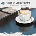 Solarias Salon de jardin 4 pièces avec 2 fauteuils 1 canapé 2 places d'extérieur et table basse plateau en verre trempé