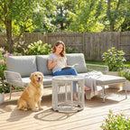Solarias Polyrattan Set de meubles de jardin 3 pièces, salon avec chaiselongue canapé 2 places table en verre coussins amovi