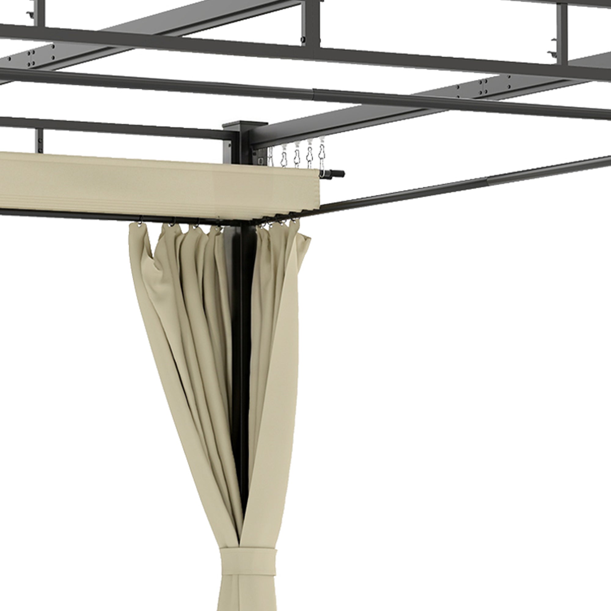 Solarias Pergola de Jardin Tonnelle de Jardin Extérieur Toit Rétractable 4 Rideaux Protection UV30+3x3m Beige