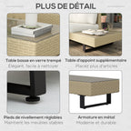 Solarias Salon de jardin d'angle 5 places design contemporain coussins déhoussables table basse acier époxy résine tressée b