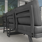 Solarias Ensemble salon de jardin d'angle et convertible 4 pièces avec 2 banquettes, 1 fauteuil d'angle et 1 table basse