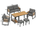 Solarias Ensemble canapé d'extérieur moderne, table amovible, accoudoirs tressés et coussins d'assise épais, Gris+Couleur na
