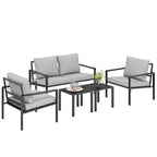 Solarias Ensemble de jardin 4 personnes résistant aux intempéries - ensemble balcon avec canapé 2 places, fauteuils, coussin