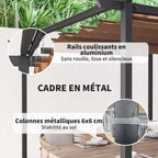Solarias Pergola jardin exterieur 3x3 m toit coulissante rétractable polyester haute densité 180g/m², abri soleil UPF30+, ma