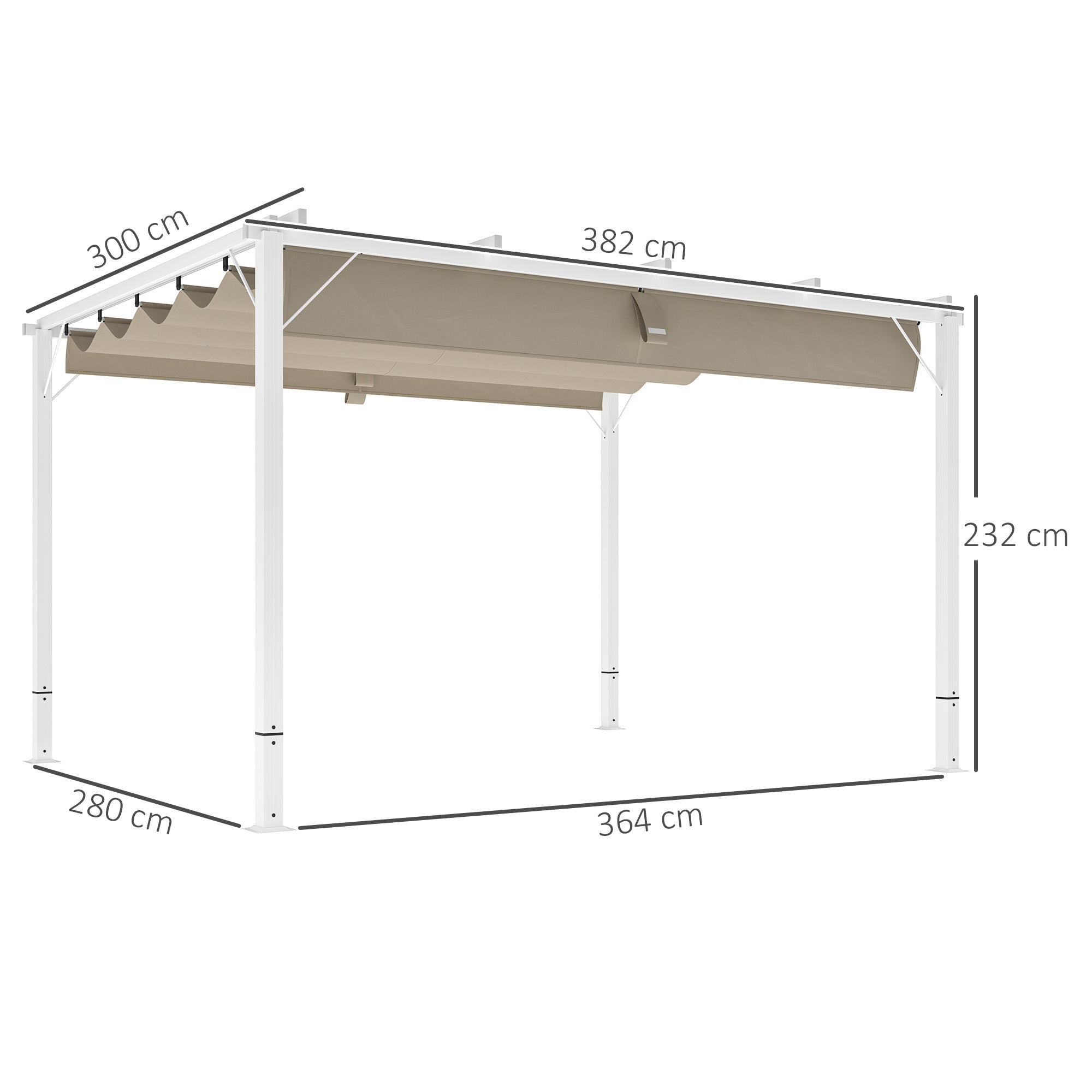 Solarias Pergola jardin extérieur en aluminium 3 x 4 m avec toit rétractable, abri soleil UPF30+, pour terrasse, patio, blan