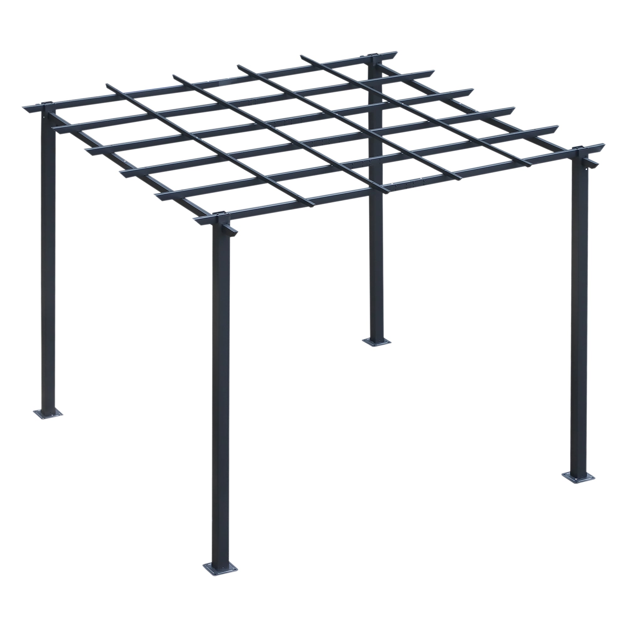 Solarias Pergola autoportante Style Contemporain - Toit terrasse à décorer - dim. 3L x 3l x 2,3H m - métal époxy anticorrosi